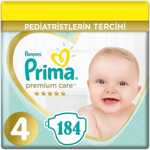 Prima Premium Care Bebek Bezi Beden:4 (9-14Kg) Maxi 184 Adet Süper Ekonomik Fırsat Pk