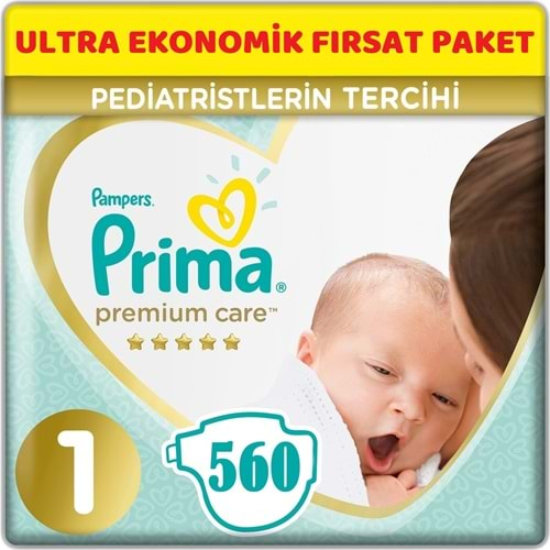 Prima Premium Care Bebek Bezi Beden:1 (2-5Kg) Yeni Doğan 560 Adet Ultra Ekonomik Fırsat Pk