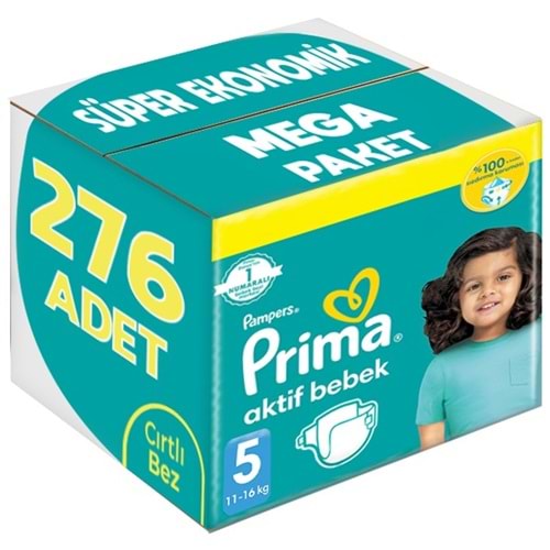 Prima Bebek Bezi Beden:5 (11-16Kg) Junior 276 Adet Süper Ekonomik Mega Pk