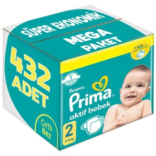 Prima Bebek Bezi Beden:2 (4-8Kg) Mini 432 Adet Süper Ekonomik Mega Pk