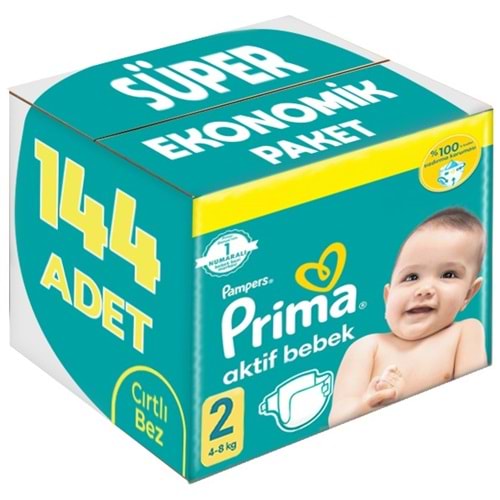 Prima Bebek Bezi Beden:2 (4-8Kg) Mini 144 Adet Süper Ekonomik Pk
