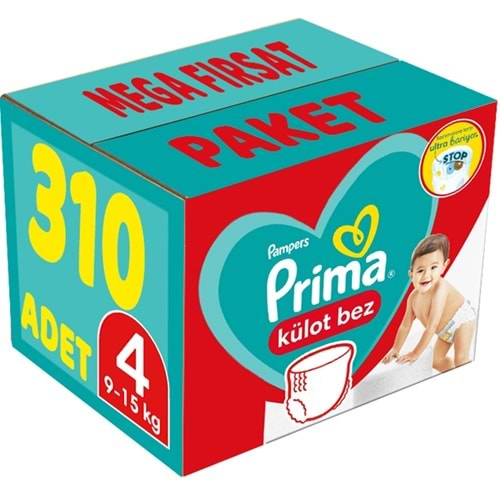 Prima Külot Bebek Bezi Beden:4 (9-15Kg) Maxi 310 Adet Mega Fırsat Pk