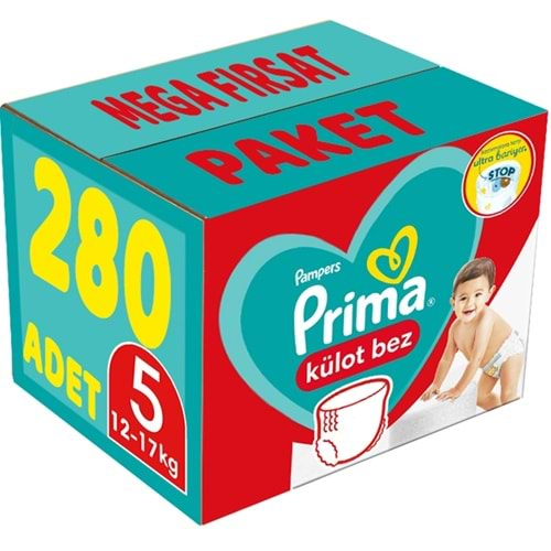 Prima Külot Bebek Bezi Beden:5 (12-17Kg) Junior 280 Adet Mega Fırsat Pk