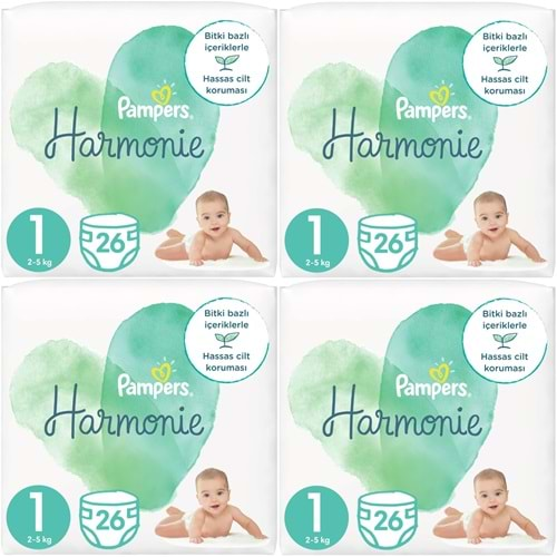 Prima Pampers Harmonie Bebek Bezi Beden:1 (2-5Kg) Yeni Doğan 104 Adet Süper Ekonomik Fırsat Pk