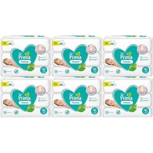 Prima Islak Havlu Mendil Hassas Ciltler İçin Bitki Bazlı Kokusuz (18 Li Set) (6PK*3) 936 Yaprak