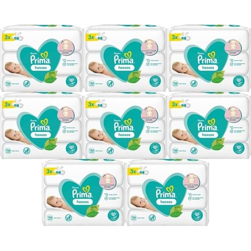 Prima Islak Havlu Mendil Hassas Ciltler İçin Bitki Bazlı Kokusuz (24 Lü Set) (8PK*3) 1248 Yaprak