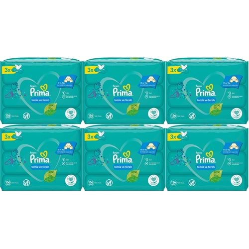 Prima Islak Havlu Mendil Temiz ve Ferah (Bitki Bazlı) 18 Li Set (6PK*3) 936 Yaprak