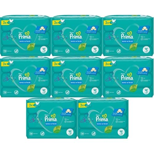 Prima Islak Havlu Mendil Temiz ve Ferah (Bitki Bazlı) 24 Lü Set (8PK*3) 1248 Yaprak