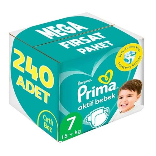 Prima Bebek Bezi Beden:7 (15+KG) XX Large 240 Adet Mega Fırsat Pk