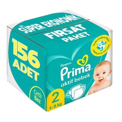 Prima Bebek Bezi Beden:2 (4-8Kg) Mini 156 Adet Süper Ekonomik Fırsat Pk