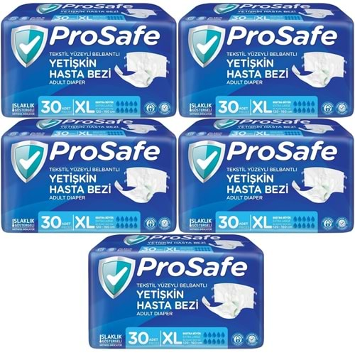 Prosafe Hasta Bezi Yetişkin Bel Bantlı Tekstil Yüzey XL-Extra Large Boy 150 Adet (5PK*30)