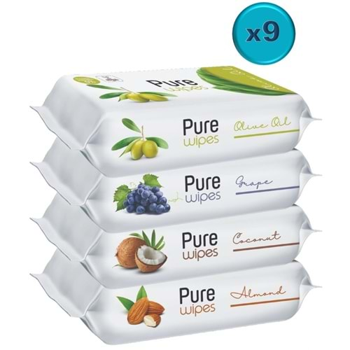 Pure Baby Wipes Islak Havlu Mendil 50 Yaprak 36 Lı Set (1800 Yaprak) (Meyveli)