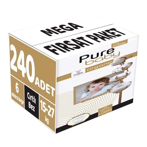 Pure Baby Bebek Bezi Beden:6 (15-27KG) Extra Large 240 Adet Mega Fırsat Pk