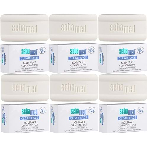 Sebamed Clear Face Kompakt Yüz Temizleme Barı Sabun Sivilceye Yatkın Cilt 100GR (6 Lı Set)