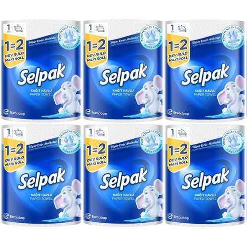 Selpak Kağıt Havlu (3 Katlı) Dev Rulo (6 Lı Set)