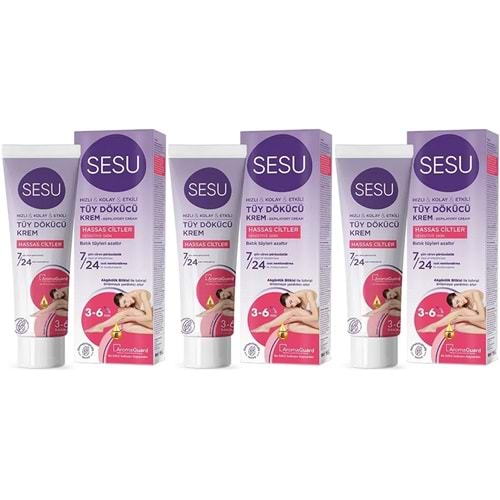 Sesu Tüy Dökücü Krem 100ML Hassas Ciltler (3 Lü Set)