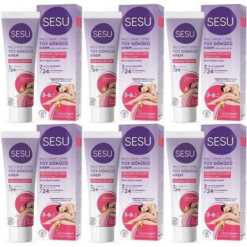 Sesu Tüy Dökücü Krem 100ML Hassas Ciltler (6 Lı Set)