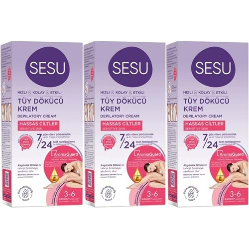 Sesu Tüy Dökücü Krem 40ML Hassas Ciltler/Sensitive (3 Lü Set)