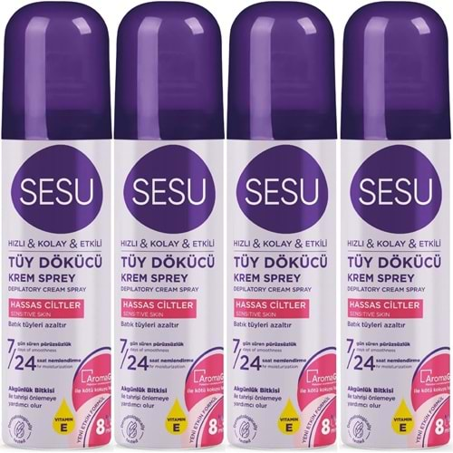 Sesu Tüy Dökücü Köpük Krem Sprey 150ML Hassas Ciltler (4 Lü Set)