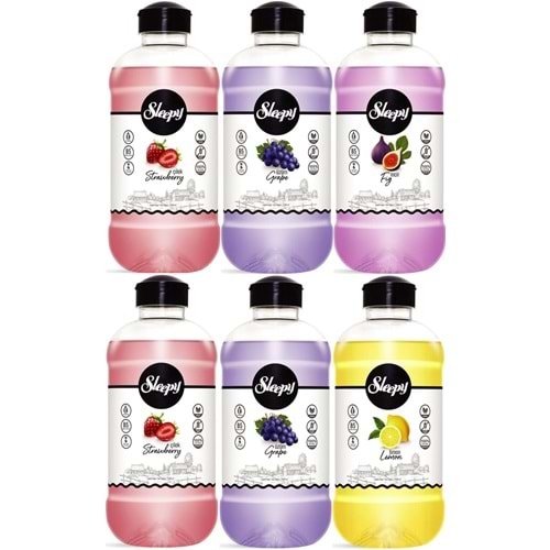 Sleepy Sıvı Sabun 1500ML Karma Grape/Üzüm-Lemon/Limon-Fig/İncir-Strawberry/Çilek (6 Lı Set)