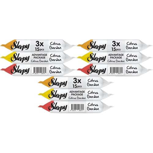 Sleepy Islak Havlu Cep Mendil 15 Yaprak (9 Lu Set) Narenciye Bahçesi/Citrus (3PK*3) 135 Yaprak