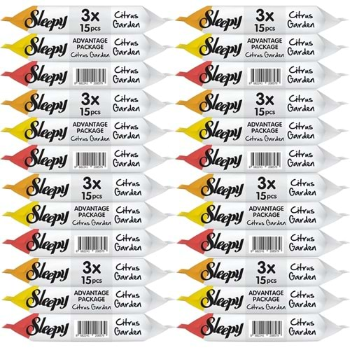 Sleepy Islak Havlu Cep Mendil 15 Yaprak (24 Lü Set) Narenciye Bahçesi/Citrus (8PK*3) 360 Yaprak