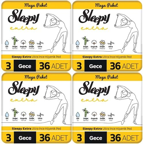 Sleepy Extra Hijyenik Ped Gece 144 Adet Mega Pk (4PK*36)