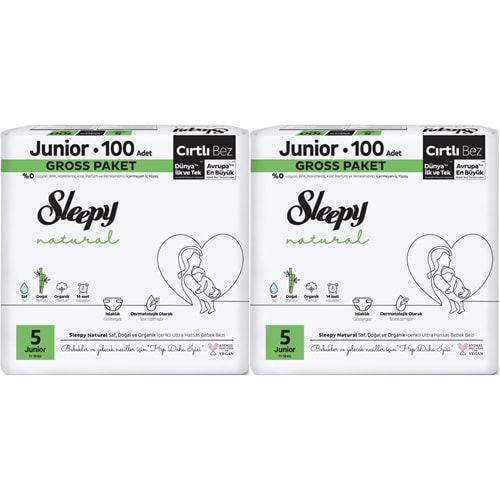 Sleepy Bebek Bezi Natural Beden:5 (11-18KG) Junior 200 Adet Süper Ekonomik Gross Pk (2PK*100)