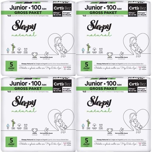 Sleepy Bebek Bezi Natural Beden:5 (11-18KG) Junior 400 Adet Gross Pk (4PK*100)