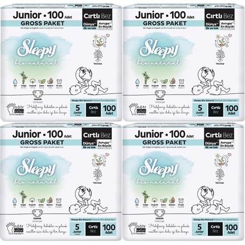 Sleepy Bebek Bezi Bio Natural Beden:5 (11-20KG) Junior 400 Adet Gross Pk (4PK*100)