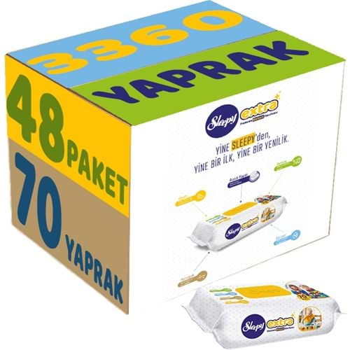 Sleepy Islak Havlu Mendil 70 Yaprak Extra Plastik Kapaklı (48 Li Set) 3360 Yaprak