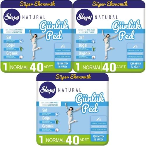 Sleepy Natural Günlük Ped Normal 120 Adet Süper Ekonomik Pk (3PK*40)