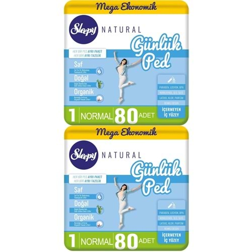 Sleepy Natural Günlük Ped Normal 160 Adet Mega Pk (2PK*80)