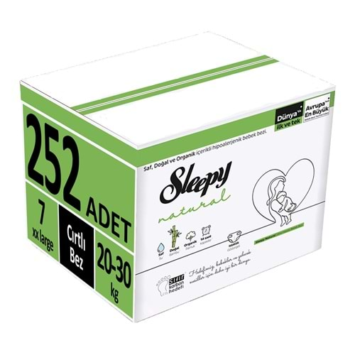 Sleepy Bebek Bezi Natural Beden:7 (20-30Kg) XX Large 252 Adet (9PK*28)