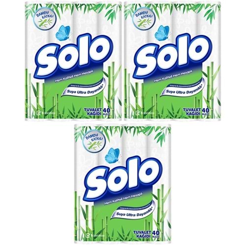 Solo Tuvalet Kağıdı Çift Katlı 40 Li Pk Bambulu Katkılı (3 Lü Set)