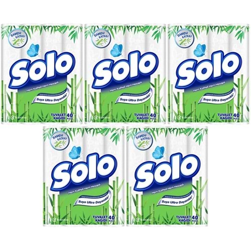 Solo Tuvalet Kağıdı Çift Katlı 40 Li Pk Bambulu Katkılı (5 Li Set)