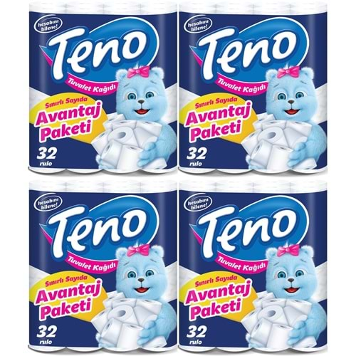 Teno Ultra Tuvalet Kağıdı Çift Katlı 128 Li Set (4Pk*32) (Avantaj Pk Serisi)