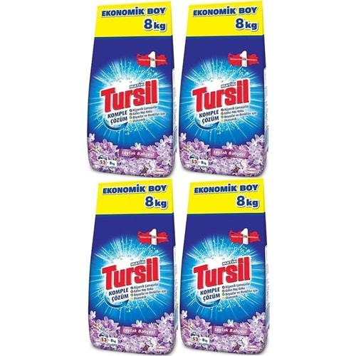 Tursil Matik Toz Çamaşır Deterjanı 32KG Leylak Bahçesi (212 Yıkama) Renkli/Beyazlar (4PK*8KG)