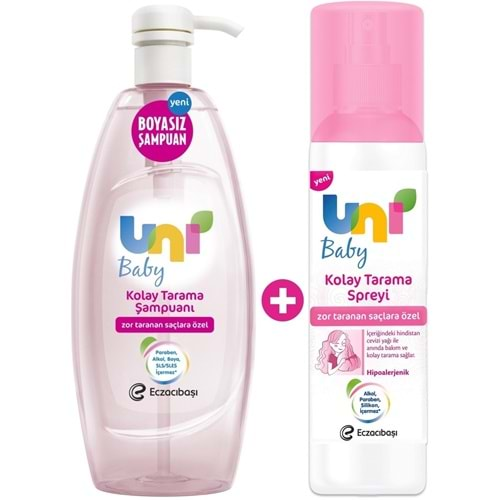 Uni Baby Bebek Kolay Tarama Seti Şampuanı 700ML + Saç Tarama Spreyi 200ML