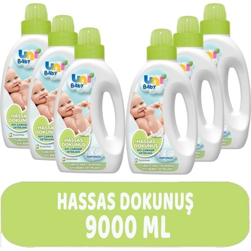 Uni Baby Çamaşır Deterjanı Sensitive 1500ML Hassas Dokunuş (Yeşil) (6 Lı Set)