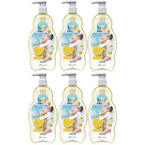 Uni Baby Bebek Şampuanı 700ML Tatlı Rüyalar (Pompalı) (6 Lı Set)