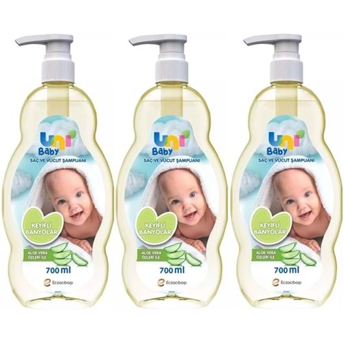 Uni Baby Bebek Şampuanı 700ML Keyifli Banyolar (Pompalı) (3 Lü Set)