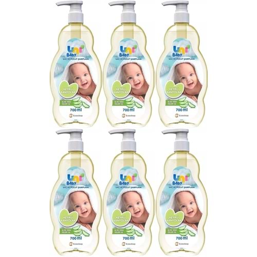 Uni Baby Bebek Şampuanı 700ML Keyifli Banyolar (Pompalı) (6 Lı Set)