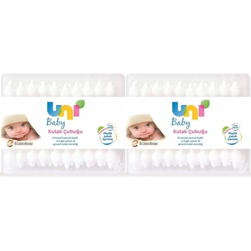 Uni Baby Kulak Temizleme Çubuğu 60 Adet Emniyetli (Bebekler İçin) (2 Li Set)