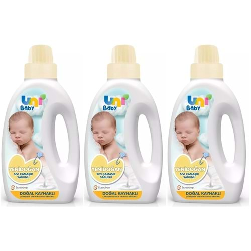 Uni Baby Yeni Doğan Çamaşır Deterjanı/Sabunu 1500ML (Sarı) (3 Lü Set)