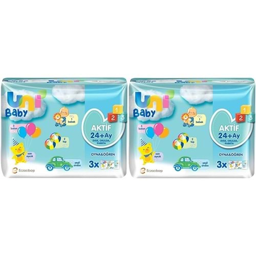 Uni Baby Islak Havlu Aktif / Oyna & Öğren 52 Yaprak (6 Lı Set) 312 Yaprak (2PK*3)