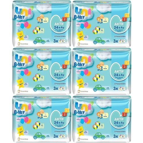 Uni Baby Islak Havlu Aktif / Oyna & Öğren 52 Yaprak (18 Li Set) 936 Yaprak (6PK*3)