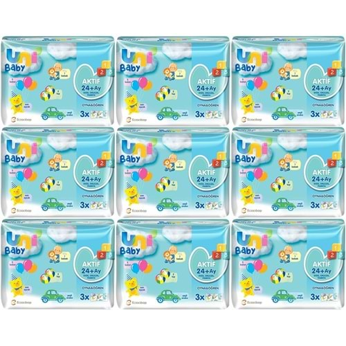 Uni Baby Islak Havlu Aktif / Oyna & Öğren 52 Yaprak (27 Li Set) 1404 Yaprak (9PK*3)