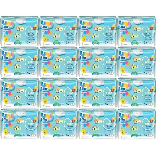 Uni Baby Islak Havlu Aktif / Oyna & Öğren 52 Yaprak (48 Li Set) 2496 Yaprak (16PK*3)