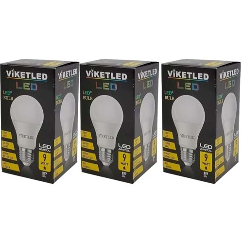 Viketled Led Ampül Beyaz-White 9W (3 Lü Set)